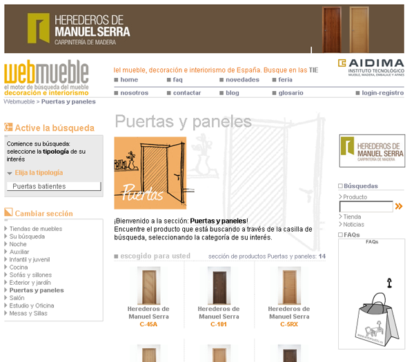 Catálogo de Herederos de Manuel Serra en el ambiente Puertas y Paneles de Webmueble