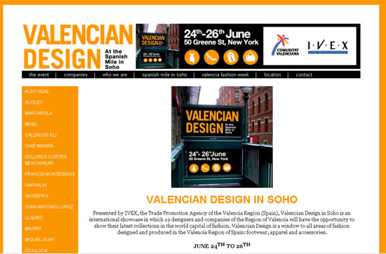 Captura de pantalla de la web de 'Valencian Design'