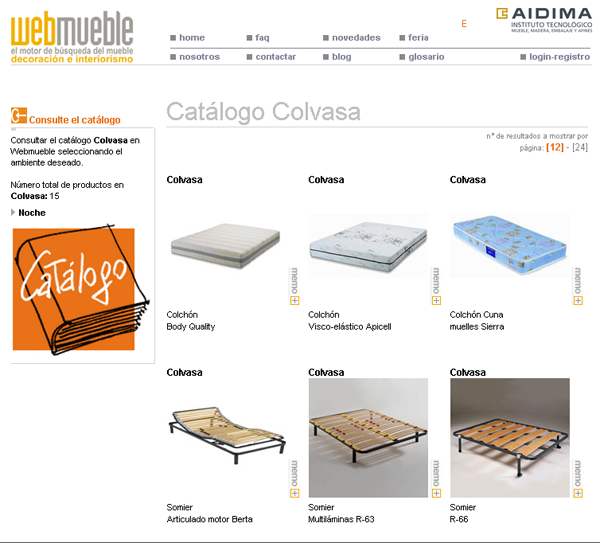 Una muestra del catálogo de Colvasa disponible en Webmueble