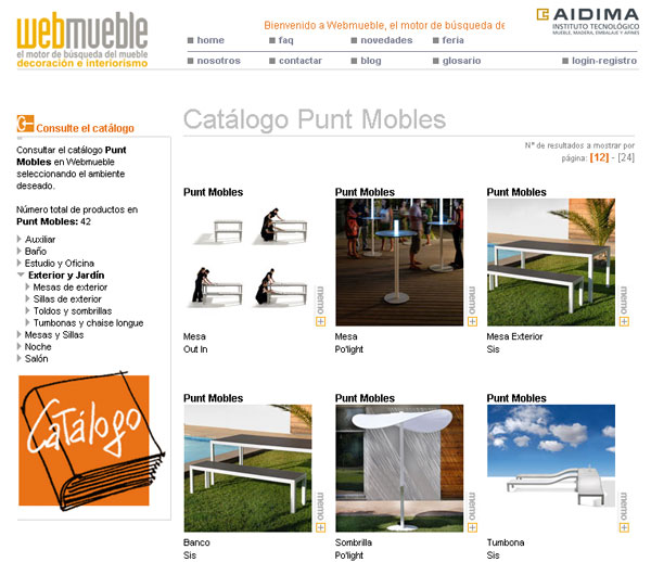 Catálogo de puntmobles en Webmueble