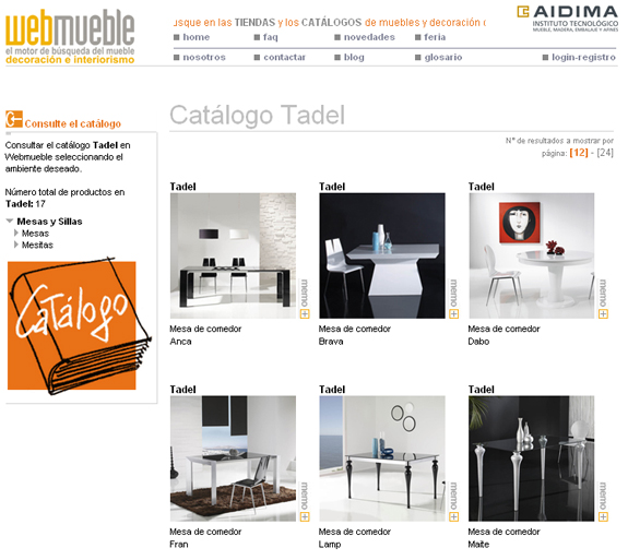 Catálogo de TADEL en Webmueble