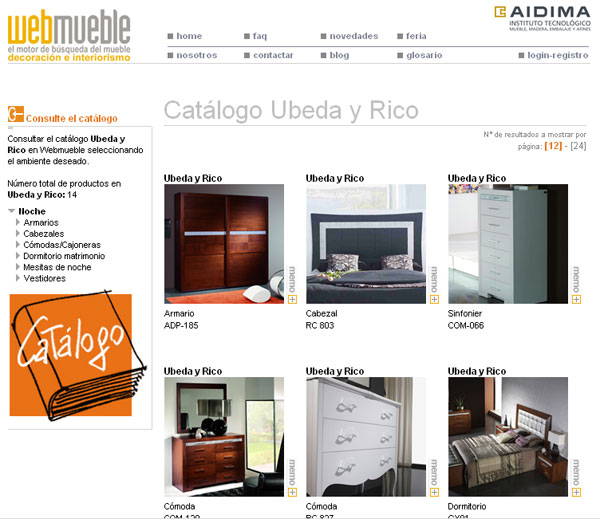 Catálogo de Úbeda y Rico en Webmueble
