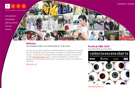 Página web de la Fundación València Escena Oberta (VEO)