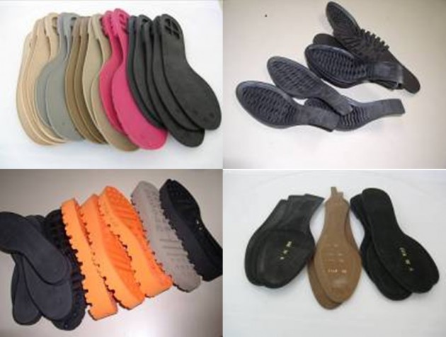 Distintos tipos de suelas de calzado.