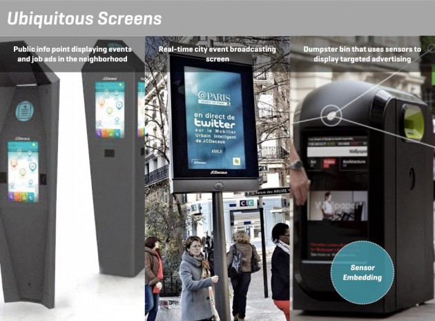 Imagen 1. Ejemplo de objetos urbanos inteligentes que emplean sensores, conexiones inalámbricas y pantallas táctiles. Fuente: YANG DESIGN